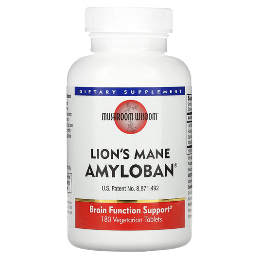 Mushroom Wisdom, Lion's Mane Amyloban, 650 mg, 180 Vegetarian Tablets (325 mg per Tablet)