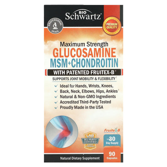 BioSchwartz, Glucosamine MSM + Chondroitin with Patented Fruitex-B, 90 Capsules