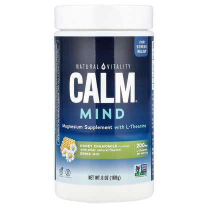 Natural Vitality, CALM® Mind, Magnesium Supplement with L-Theanine Drink Mix, Honey Chamomile, 6 oz (168 g)