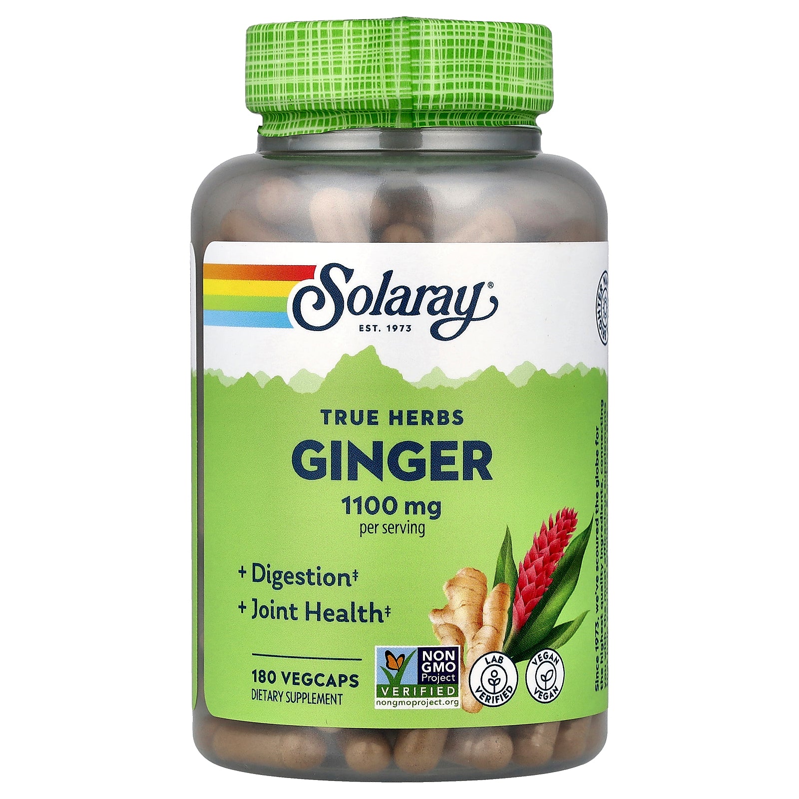 Solaray, True Herbs, Ginger, 180 VegCaps (550 mg per Capsule)