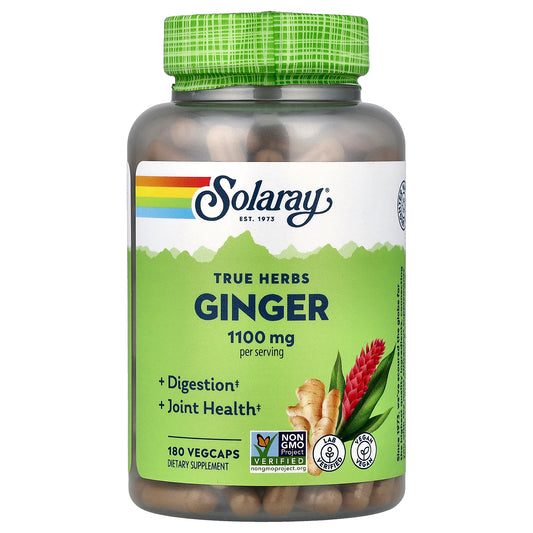 Solaray, True Herbs, Ginger, 180 VegCaps (550 mg per Capsule)