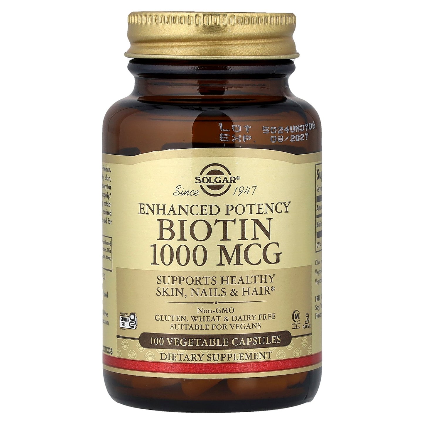 Solgar, Enhanced Potency Biotin, 1,000 mcg, 100 Vegetable Capsules