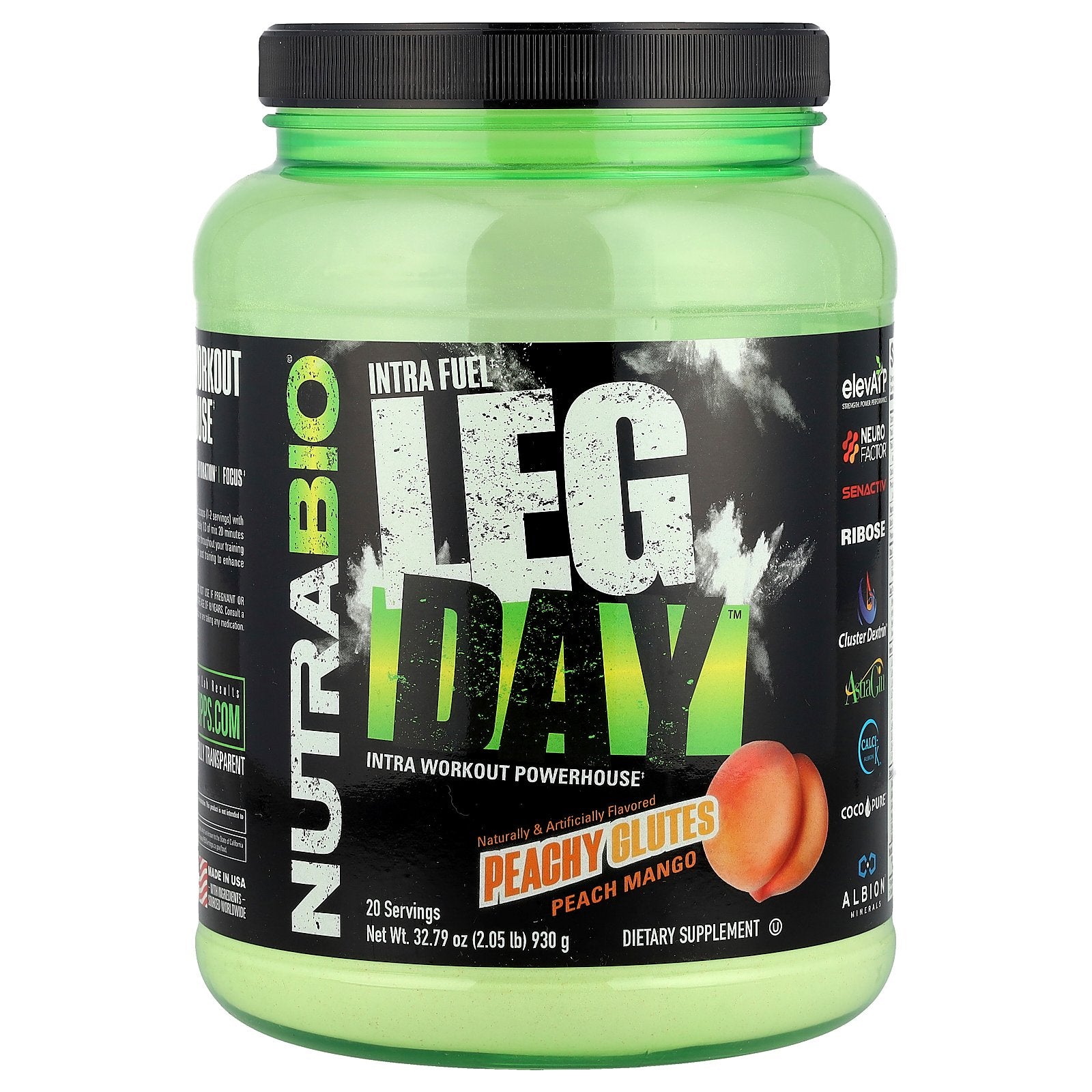 NutraBio, Intra Fuel Leg Day™, Peachy Glutes Peach Mango, 2.05 lb (930 g)