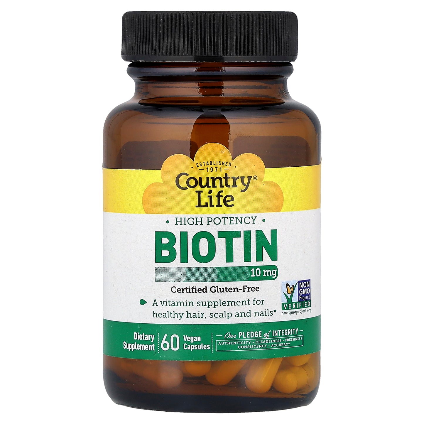 Country Life, Biotin, High Potency, 10 mg, 60 Vegan Capsules