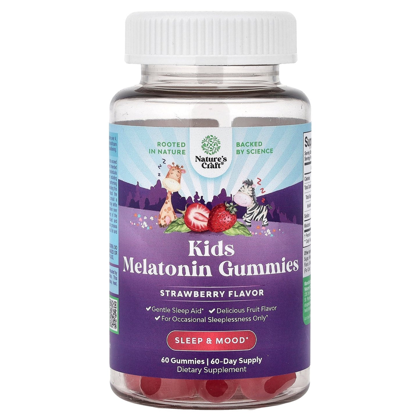 Nature's Craft, Kids Melatonin Gummies, Strawberry, 60 Gummies