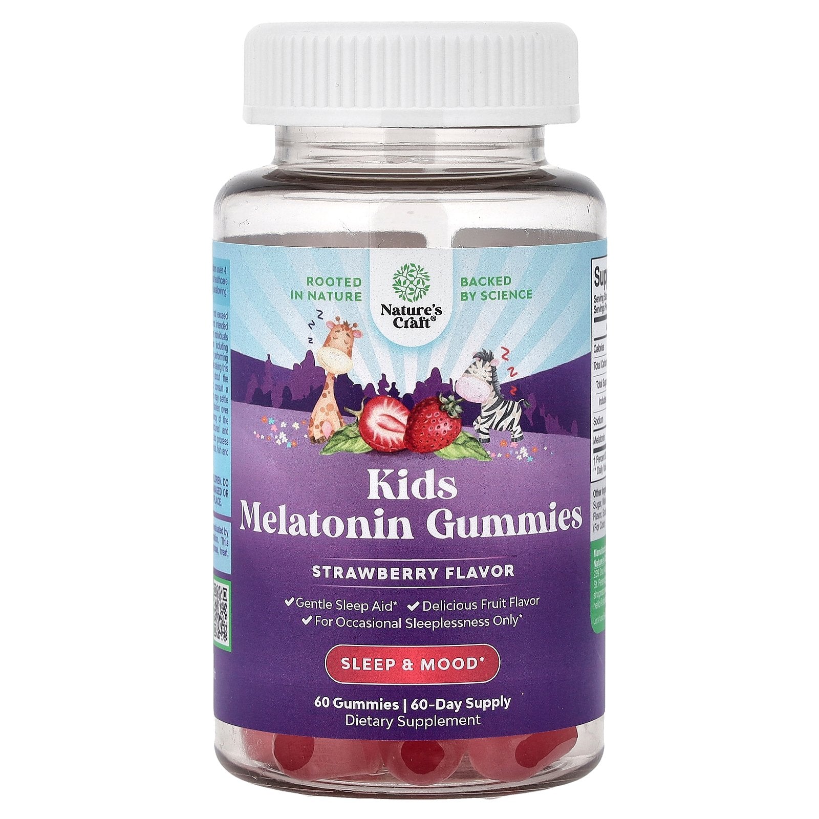 Nature's Craft, Kids Melatonin Gummies, Strawberry, 60 Gummies