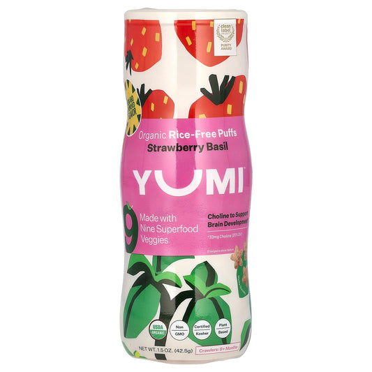 Yumi, Organic Rice-Free Puffs, 8+ Months, Strawberry Basil, 1.5 oz (42.5 g)