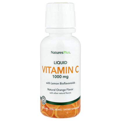 NaturesPlus, Liquid Vitamin C With Lemon Bioflavonoids, Natural Orange, 8 fl oz (236.56 ml)