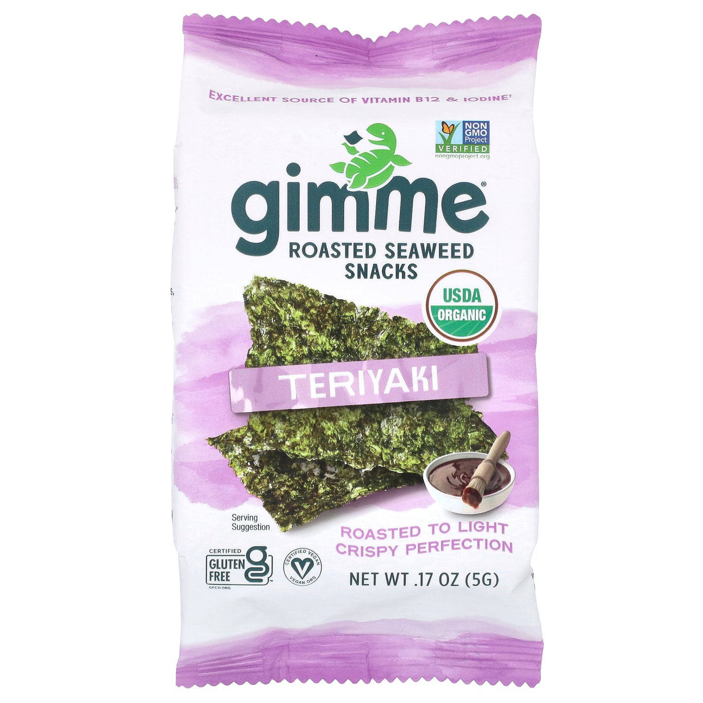 gimMe, Roasted Seaweed Snacks, Teriyaki, 6 Packs, 0.17 oz (5 g) Each