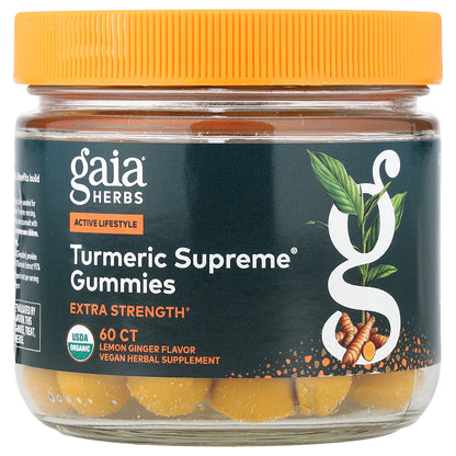 Gaia Herbs, Turmeric Supreme® Gummies, Lemon Ginger, 60 Gummies