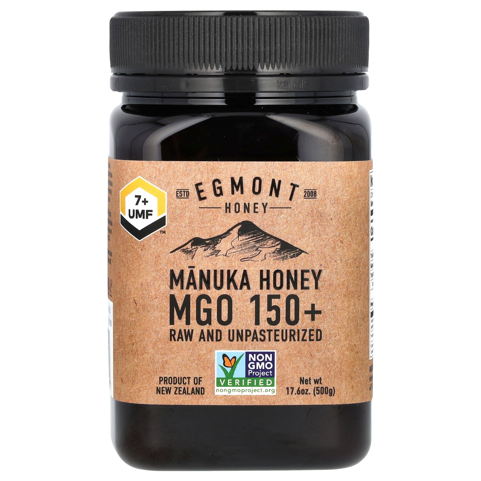 Egmont Honey, Manuka Honey, Raw And Unpasteurized, UMF™ 7+, MGO 150+, 17.6 oz (500 g)