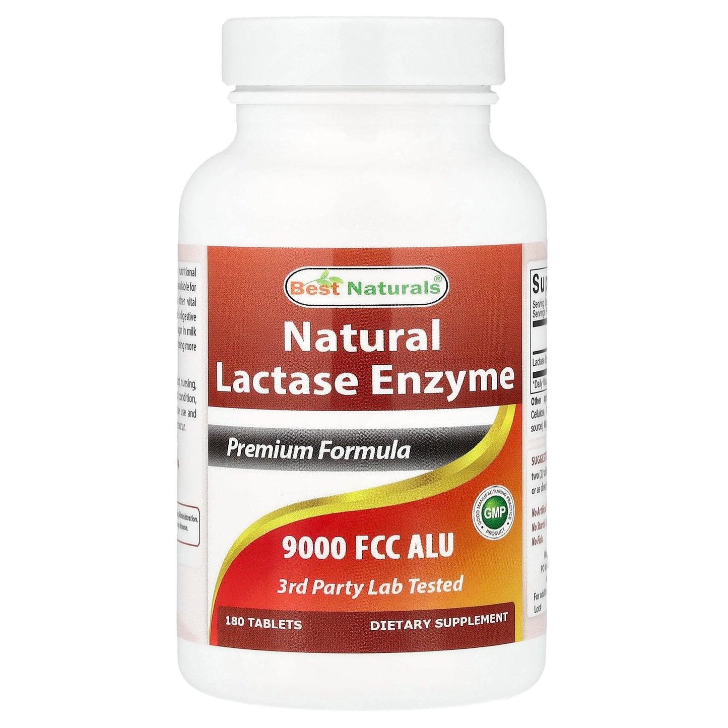 Best Naturals, Natural Lactase Enzyme, 9,000 FCC ALU, 180 Tablets
