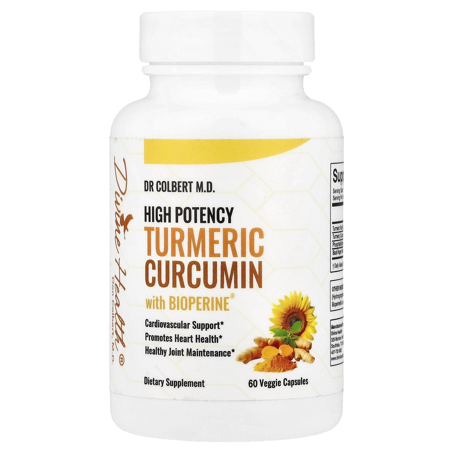 Divine Health, High Potency Turmeric Curcumin with BioPerine®, 60 Veggie Capsules