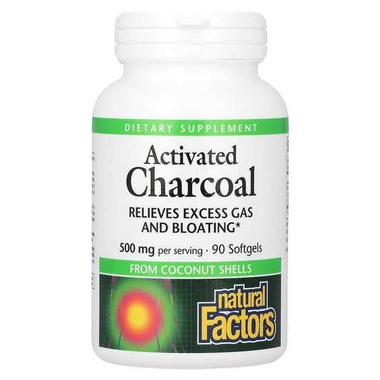 Natural Factors, Activated Charcoal, 500 mg, 90 Softgels (250 mg per Softgel)