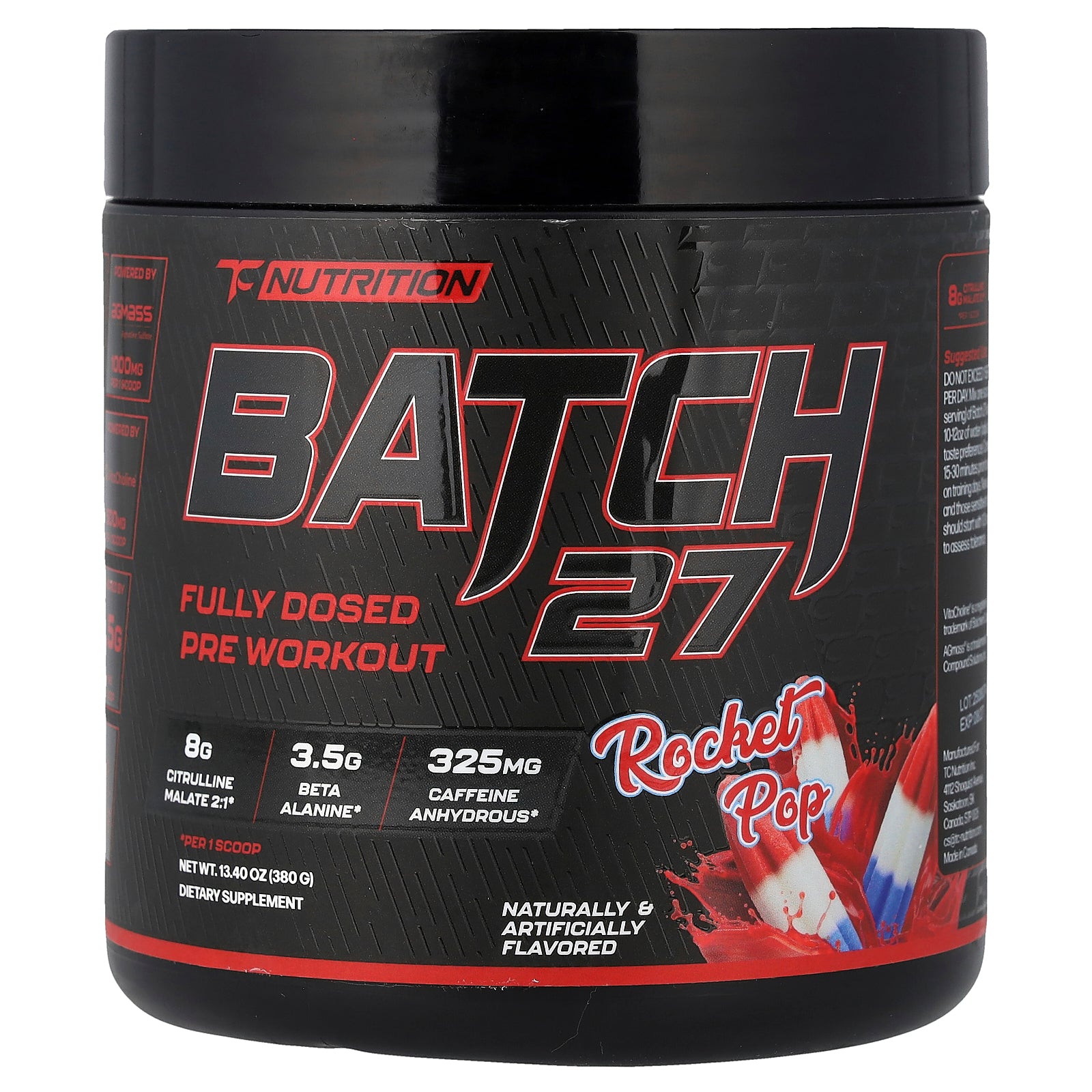 TC Nutrition, Batch 27, Fully Dosed Pre Workout, Rocket Pop, 13.4 oz (380 g)