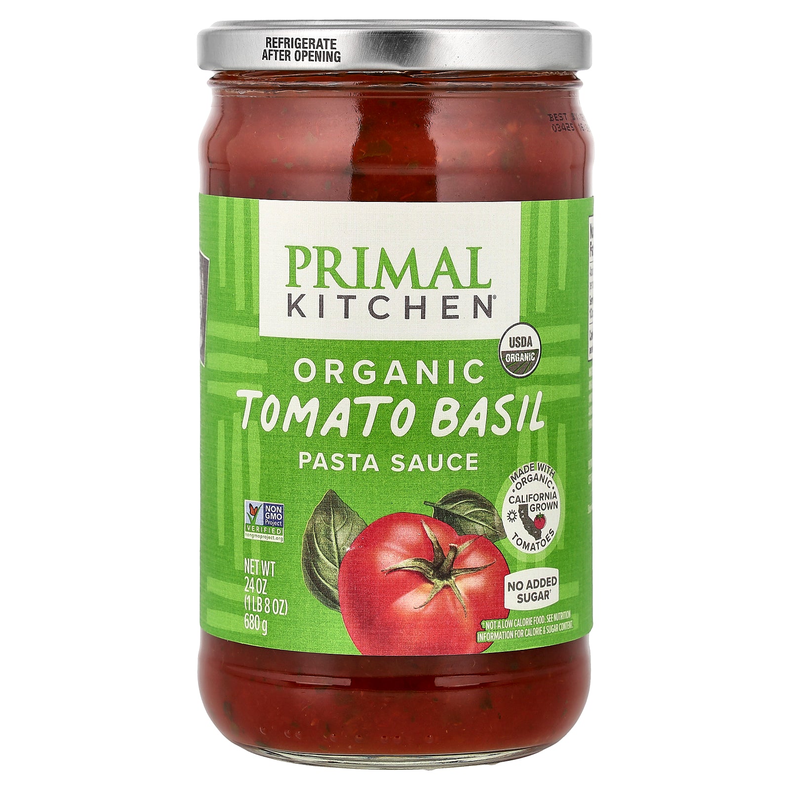 Primal Kitchen, Pasta Sauce, Organic Tomato Basil, 24 oz (680 g)