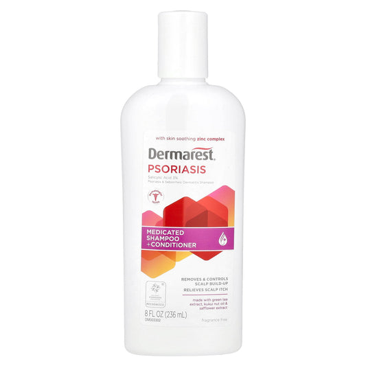 Dermarest, Psoriasis, Maximum Strength Medicated Shampoo + Conditioner, Fragrance Free, 8 fl oz (236 ml)