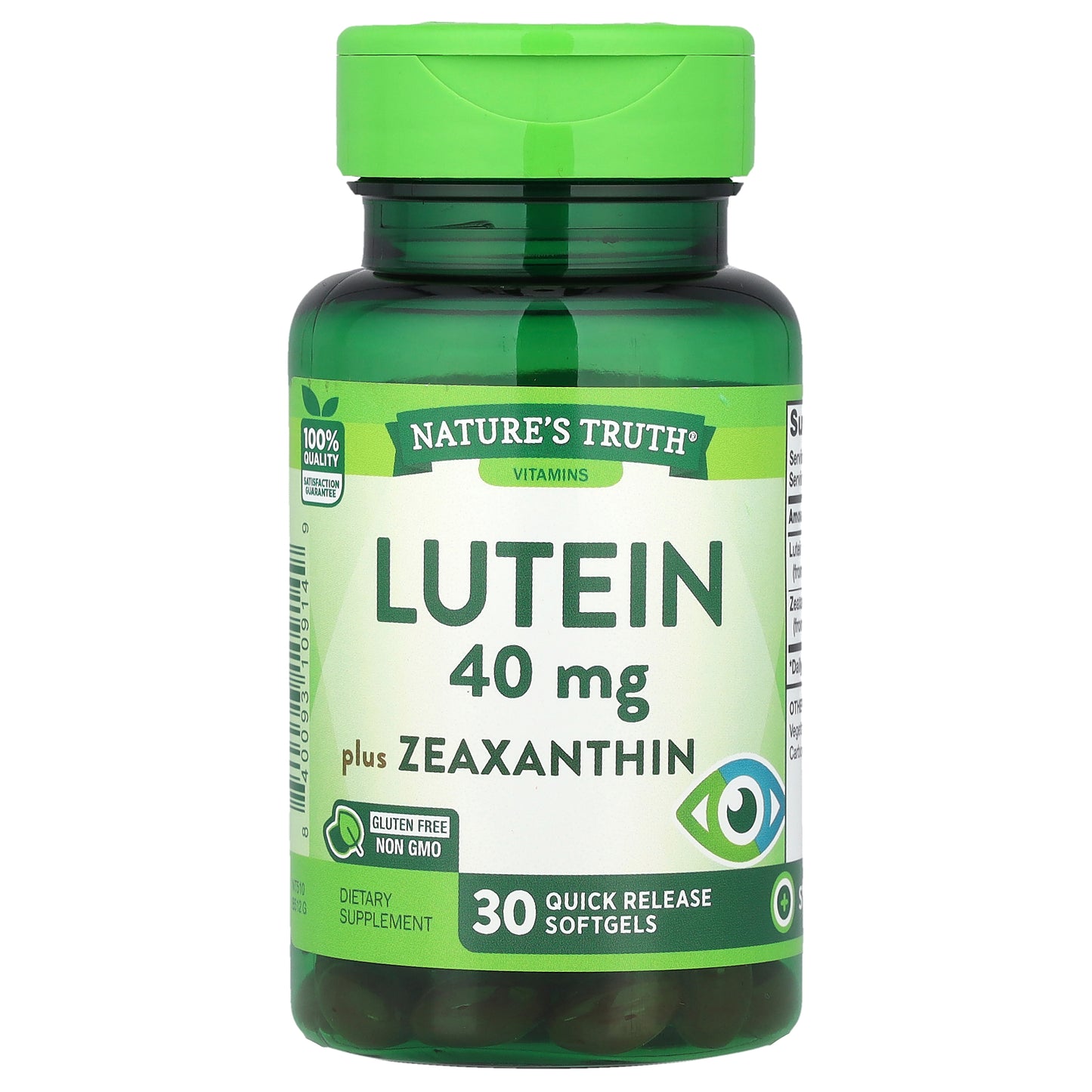 Nature's Truth, Lutein, Plus Zeaxanthin, 40 mg, 30 Quick Release Softgels
