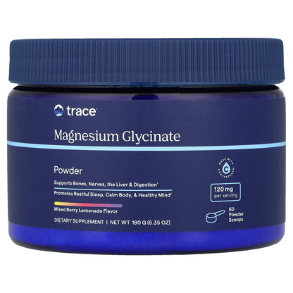 Trace Minerals ®, Magnesium Glycinate Powder, Mixed Berry Lemonade, 6.35 oz (180 g)