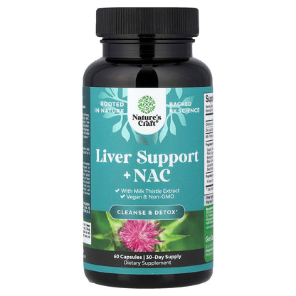 Nature's Craft, Liver Support + NAC with Milk Thistle Extract, 60 Capsules