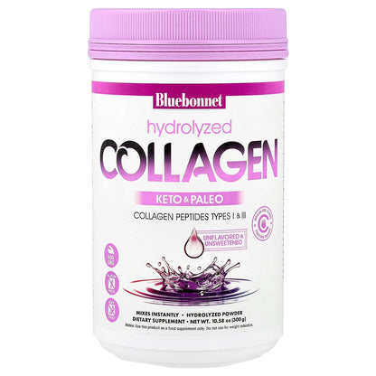 Bluebonnet Nutrition, Hydrolyzed Collagen Powder, Unflavored, 10.58 oz (300 g)