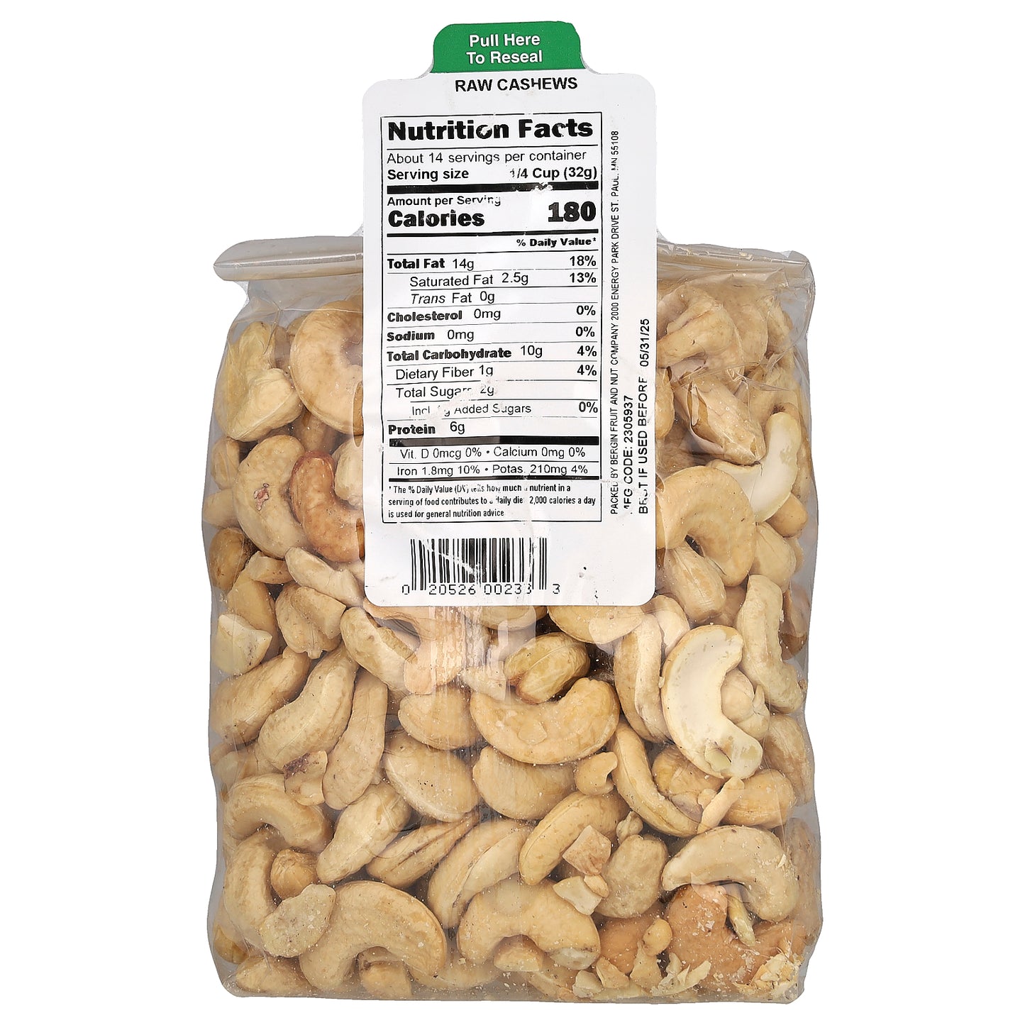 Bergin Fruit and Nut Company, Raw Cashews, 16 oz (454 g)