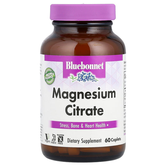 Bluebonnet Nutrition, Magnesium Citrate, 60 Caplets (200 mg per Caplet)