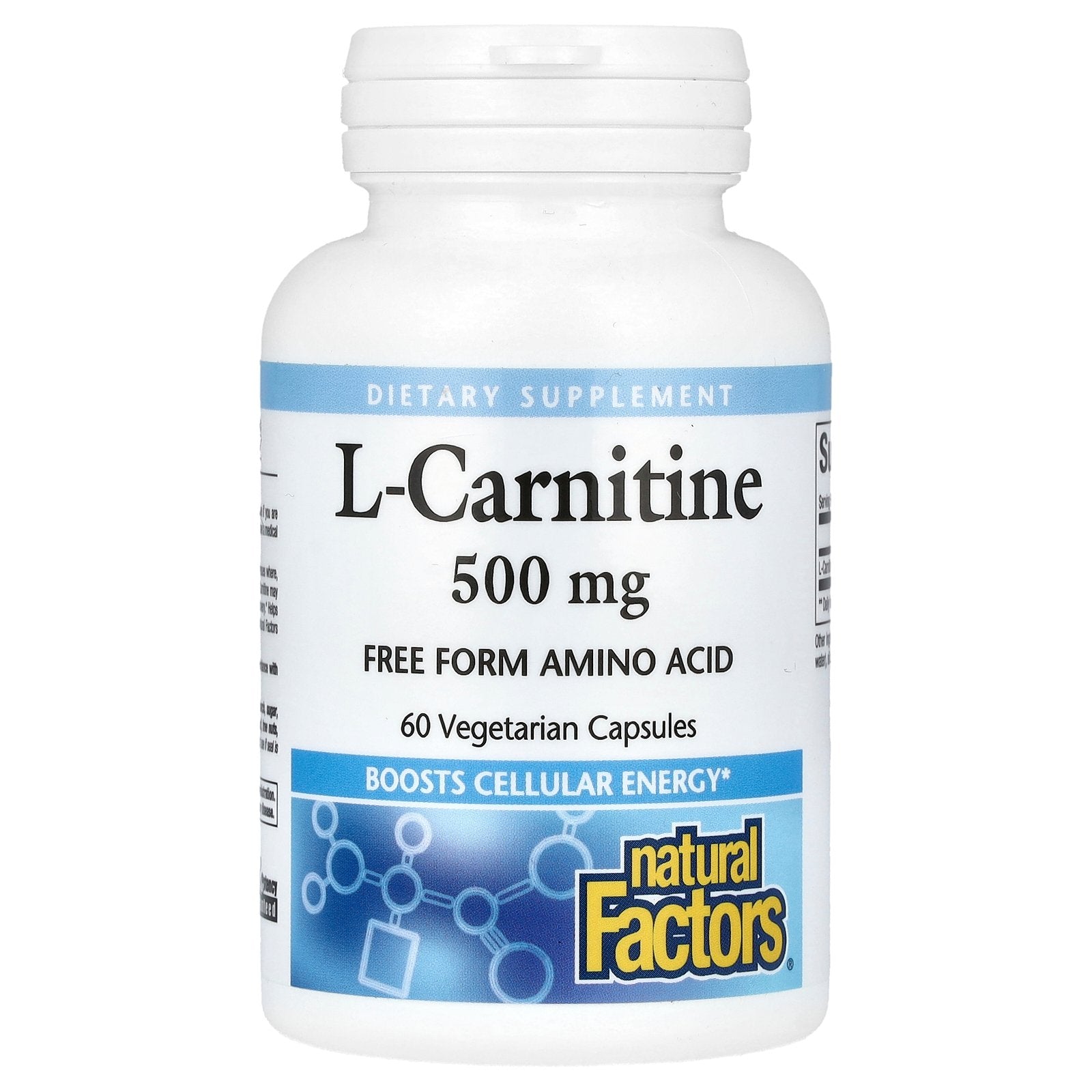 Natural Factors, L-Carnitine, 500 mg, 60 Vegetarian Capsules