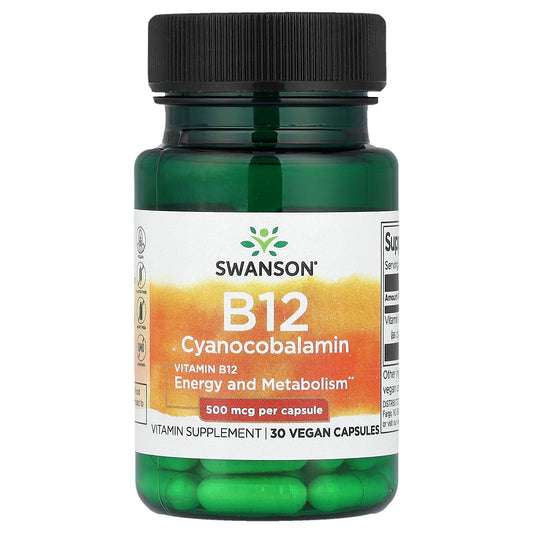 Swanson, Vitamin B12, 500 mcg, 30 Vegan Capsules