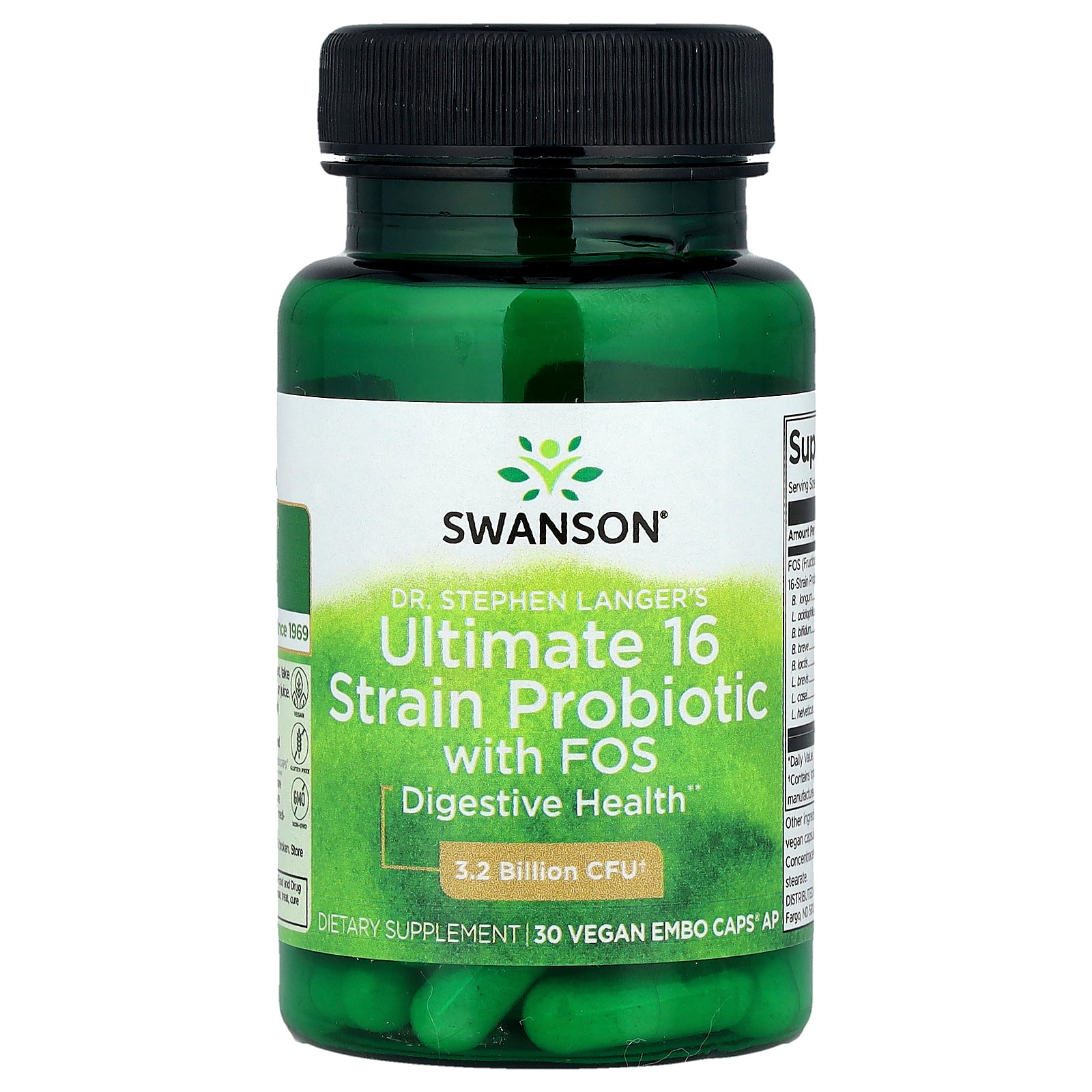 Swanson, Dr. Stephen Langer's Ultimate 16 Strain Probiotic with FOS, 30 Vegan EMBO Caps® AP