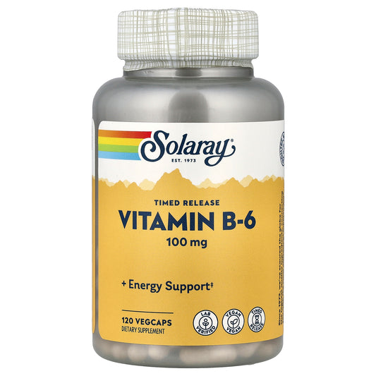 Solaray, Vitamin B-6, Timed Release, 100 mg, 120 VegCaps