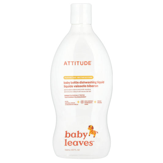 ATTITUDE, Baby Leaves™,  Baby Bottle Dishwashing Liquid, Pear Nectar, 23.7 fl oz (700 ml)