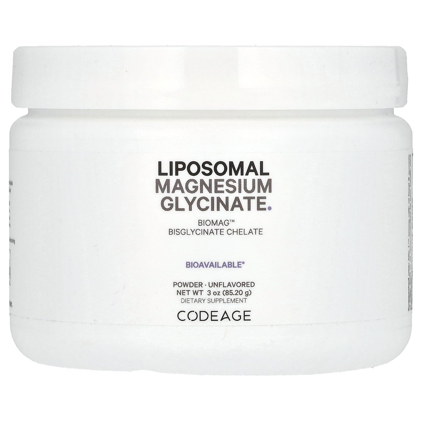 Codeage, Liposomal Magnesium Glycinate Powder, Unflavored, 3 oz (85.2 g)