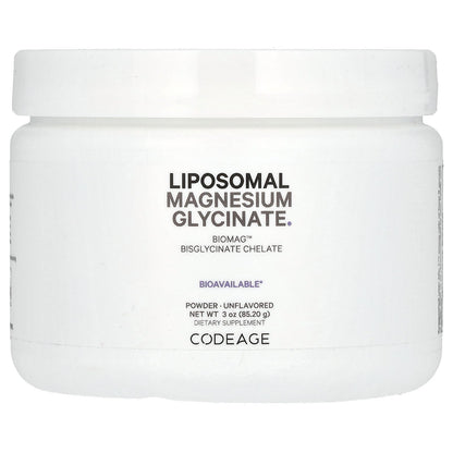 Codeage, Liposomal Magnesium Glycinate Powder, Unflavored, 3 oz (85.2 g)