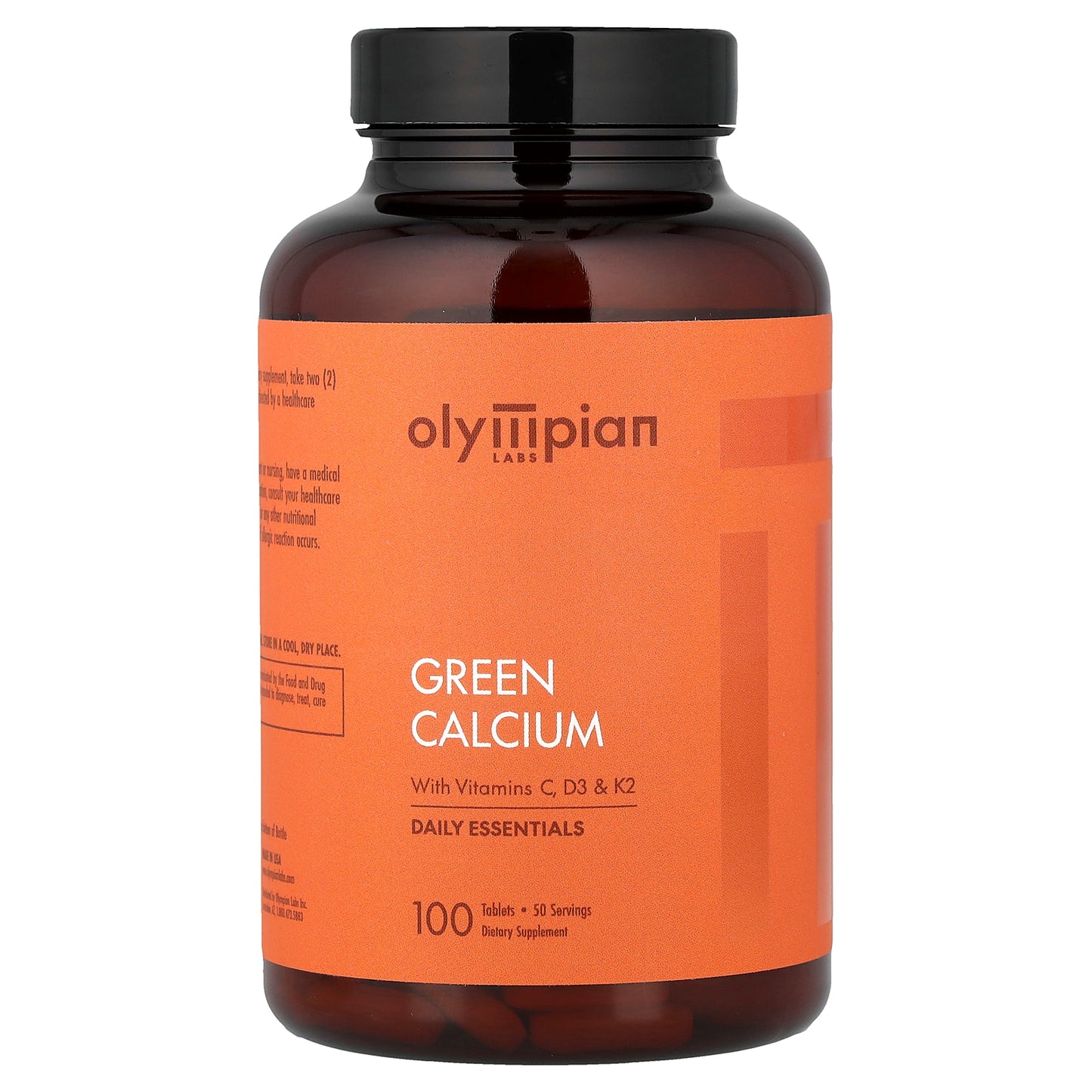 Olympian Labs, Green Calcium with Vitamins C, D3 & K2, 100 Tablets