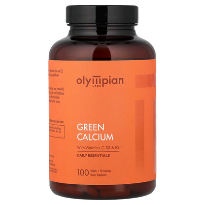 Olympian Labs, Green Calcium with Vitamins C, D3 & K2, 100 Tablets
