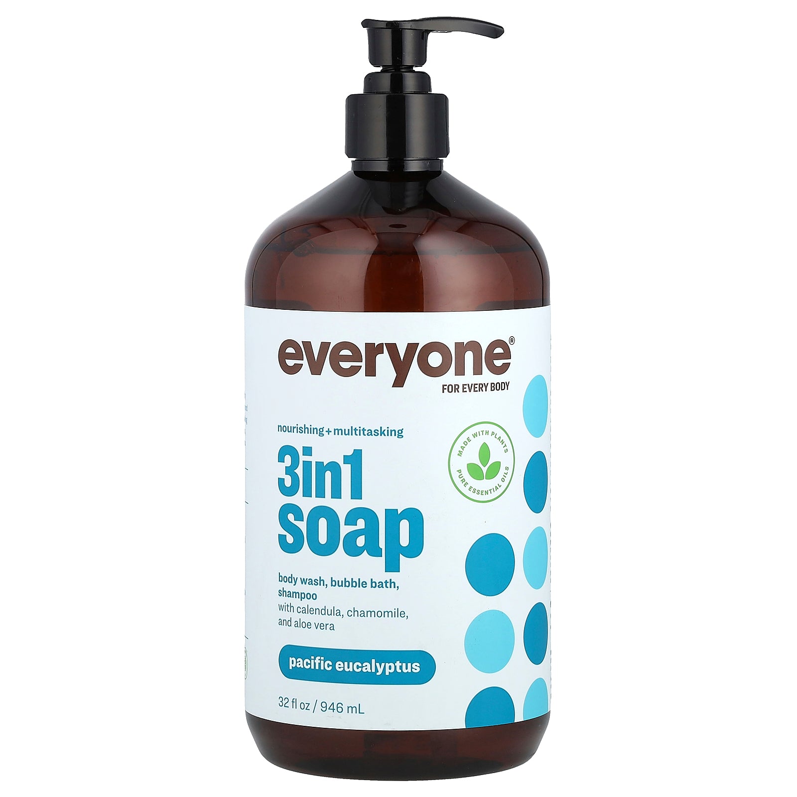 Everyone, 3 in 1 Soap, Body Wash, Bubble Bath, Shampoo, Pacific Eucalyptus, 32 fl oz (946 ml)