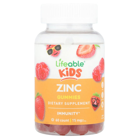 Lifeable, Kids Zinc Gummies, Berry, 15 mg, 60 Gummies
