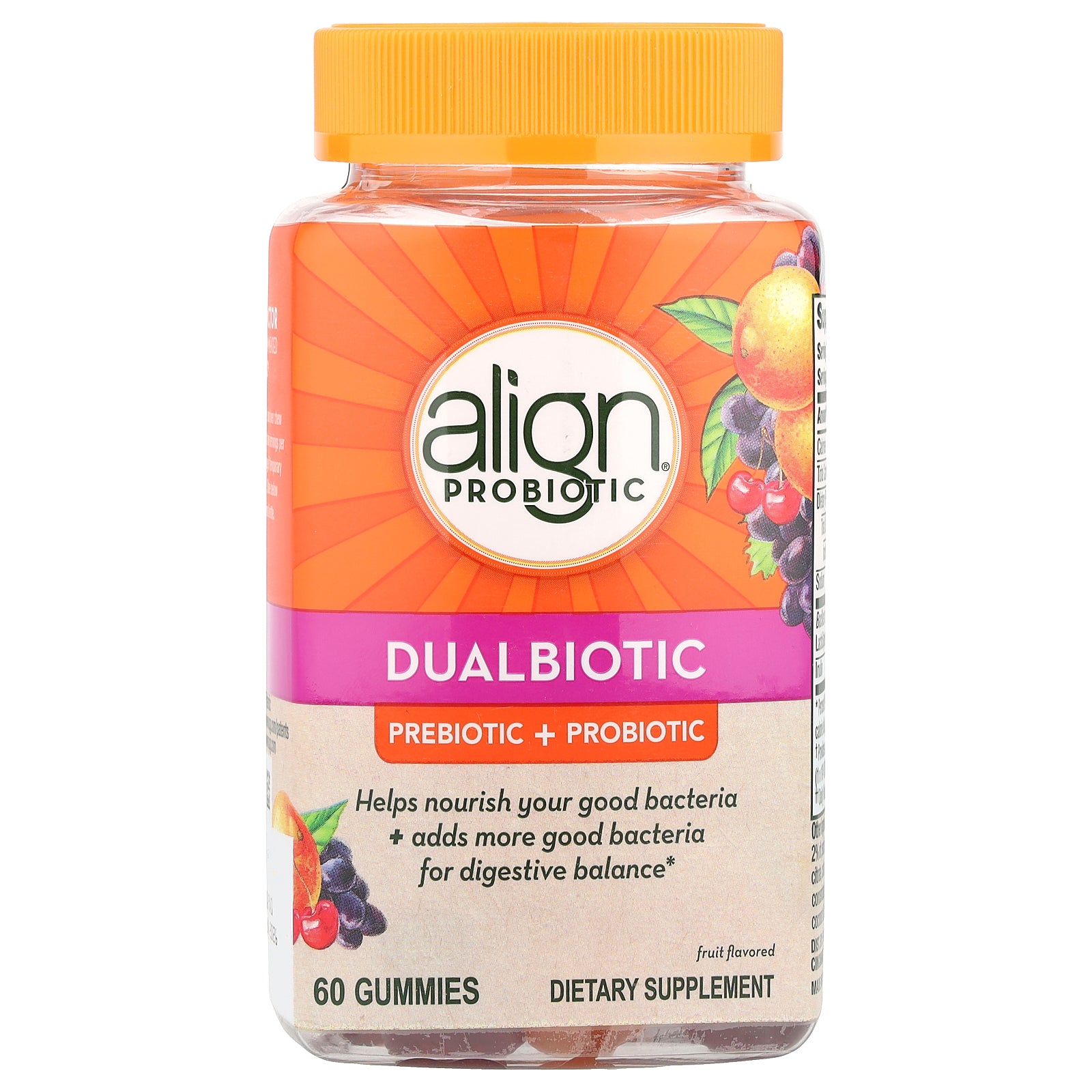 Align Probiotics, Dualbiotic, Prebiotic + Probiotic, Fruit, 60 Gummies