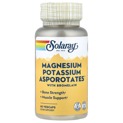 Solaray, Magnesium, Potassium, Asporotates with Bromelain, 60 Vegcaps