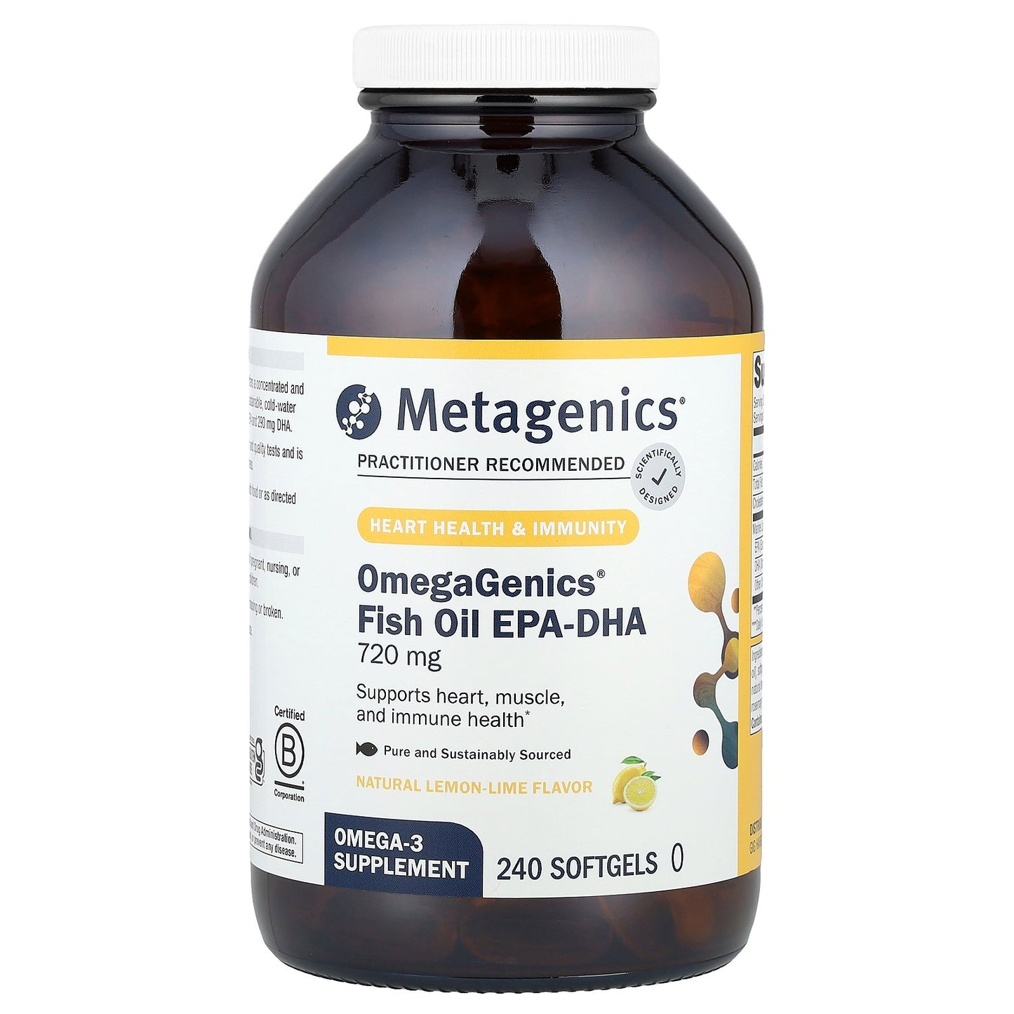 Metagenics, OmegaGenics®, Fish Oil EPA-DHA, Natural Lemon-Lime, 720 mg, 240 Softgels