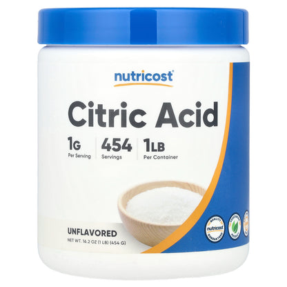 Nutricost, Citric Acid, Unflavored, 16.2 oz (454 g)