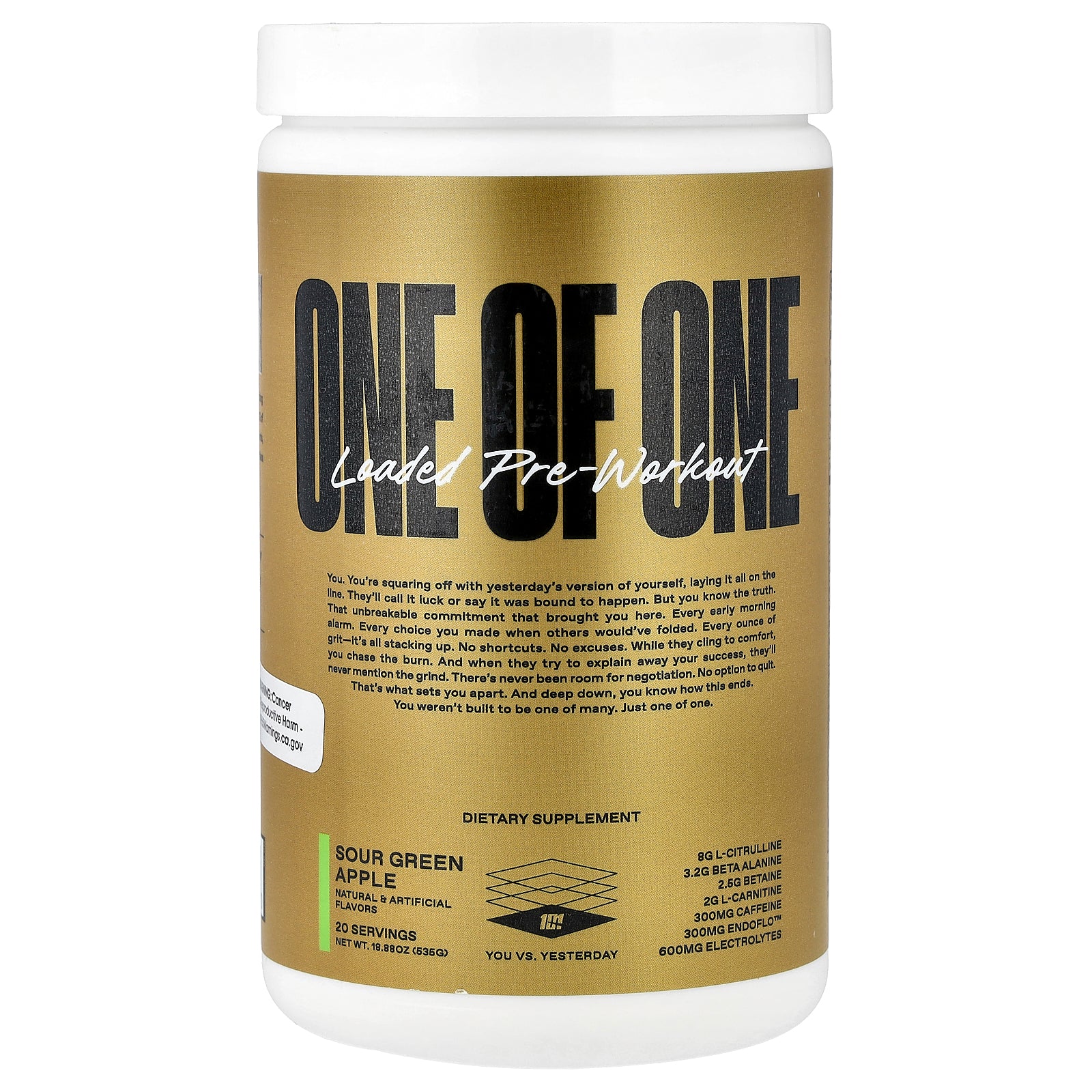 ONE OF ONE, Loaded Pre-Workout, Sour Green Apple, 18.88 oz (535 g)