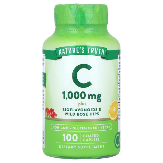 Nature's Truth, Vitamin C Plus Bioflavonoids & Wild Rose Hips, 100 Coated Caplets