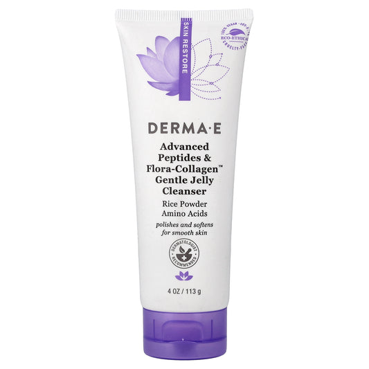 DERMA E, Advanced Peptides & Flora-Collagen™ Gentle Jelly Cleanser, 4  oz  (113 g)
