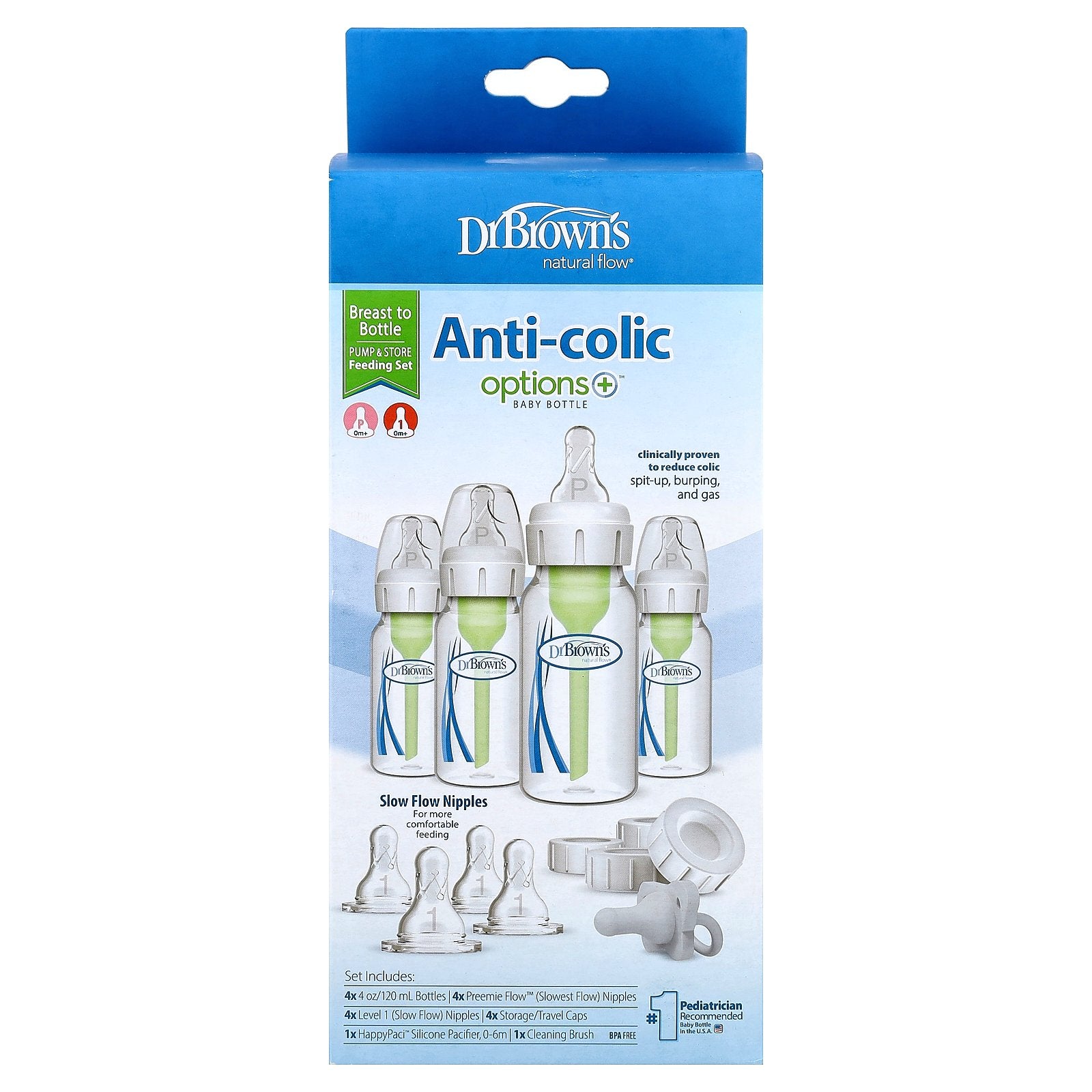 Dr. Brown's, Natural Flow®, Options+™, Anti-colic Baby Bottle, 18 Piece Set