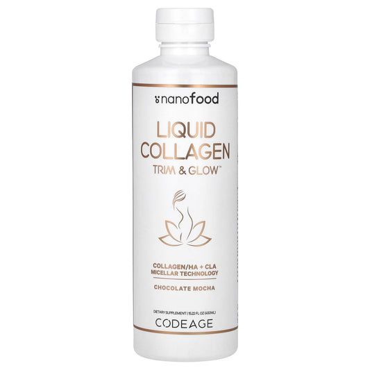 Codeage, Nanofood, Liquid Collagen, Trim & Glow, Chocolate Mocha, 15.22 fl oz (450 ml)