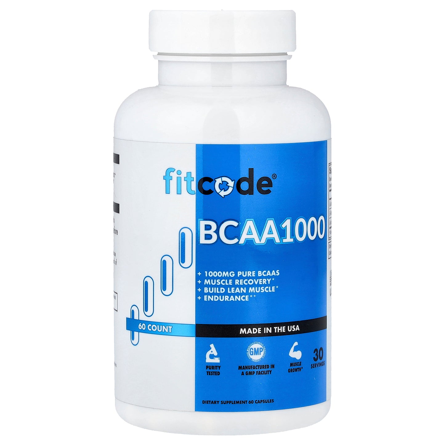 fitcode, BCAA 1,000, 60 Capsules