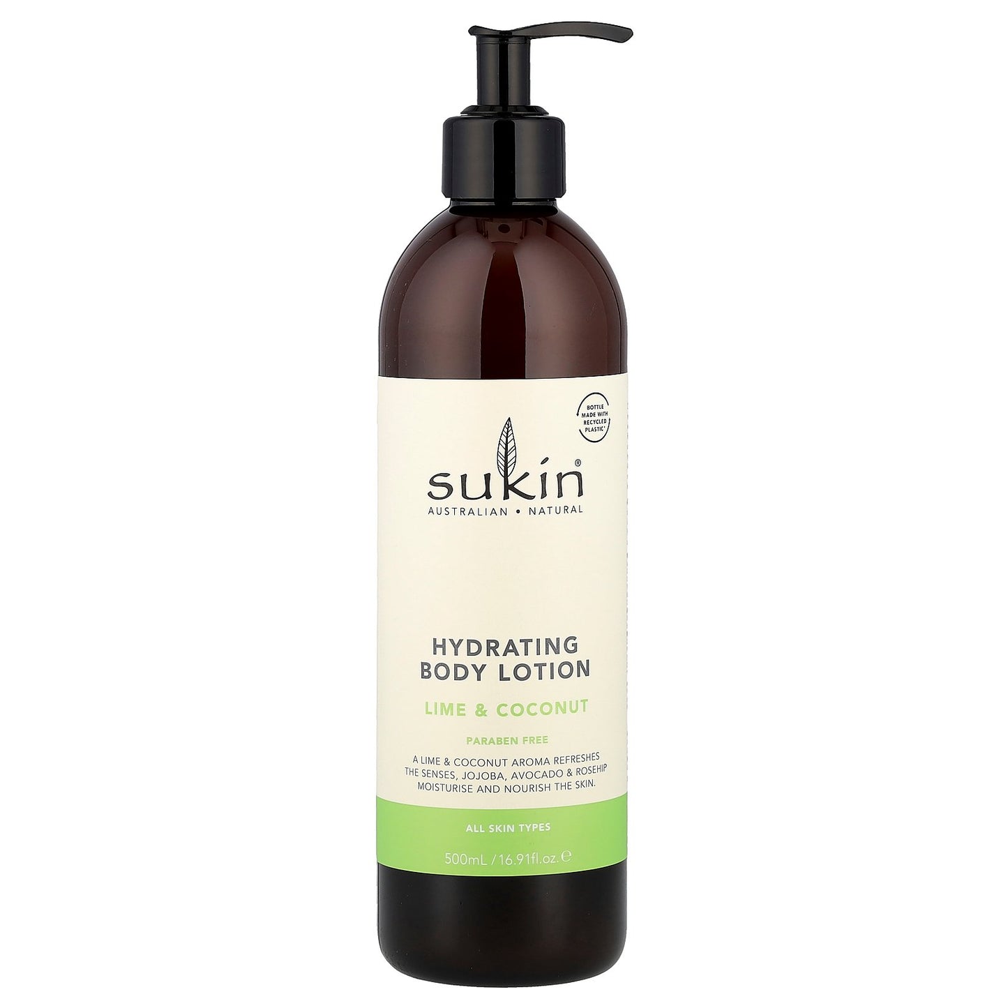 Sukin, Hydrating Body Lotion, All Skin Types, Lime & Coconut, 16.91 fl oz (500 ml)