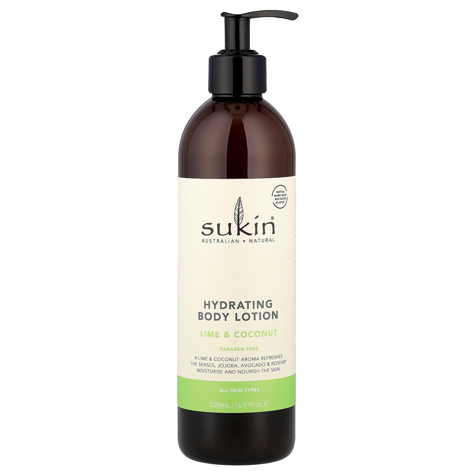 Sukin, Hydrating Body Lotion, All Skin Types, Lime & Coconut, 16.91 fl oz (500 ml)